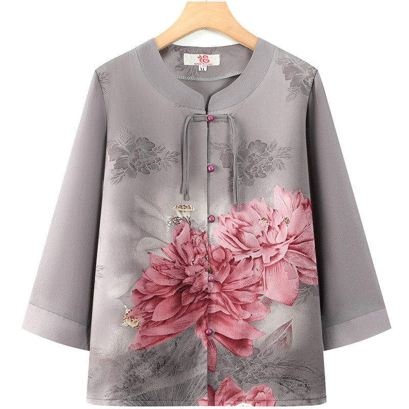 Women Fashion Over 60 - Stylish Mid-Sleeve Top for Elderly Women