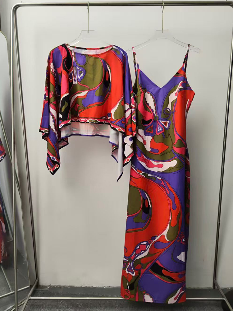 Women Fashion Usa - Retro geometric print loose short pullover