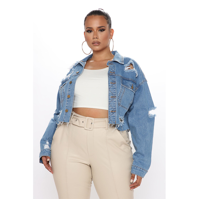Washed Ripped Denim Short Jack - Women'S Fashion Denim Jacket review and price