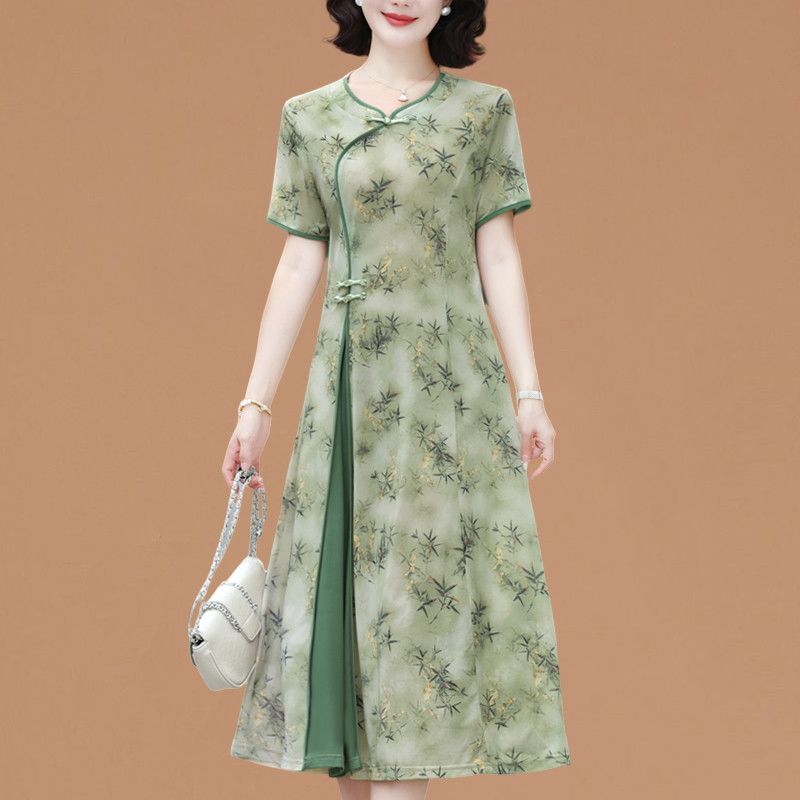 Elegant Short-Sleeved  Dress f - Women Fashion Over 60 review and price