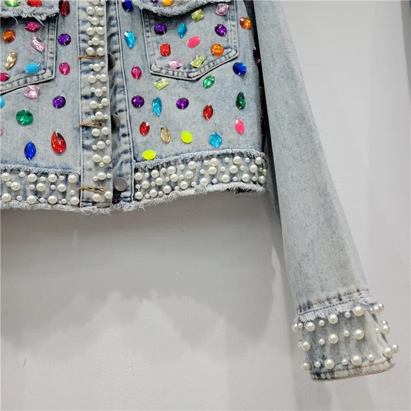 Autumn Women Fashion Pearl Bea - Women'S Fashion Denim Jacket review and price
