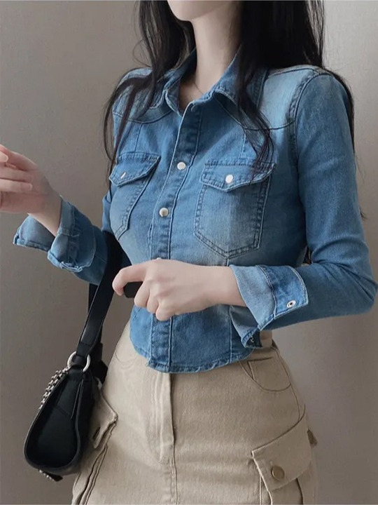 Chic Short Waist-Cinching Deni - Women'S Fashion Denim Jacket review and price
