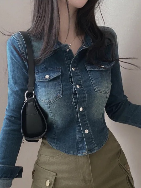 Chic Short Waist-Cinching Deni - Women'S Fashion Denim Jacket review and price