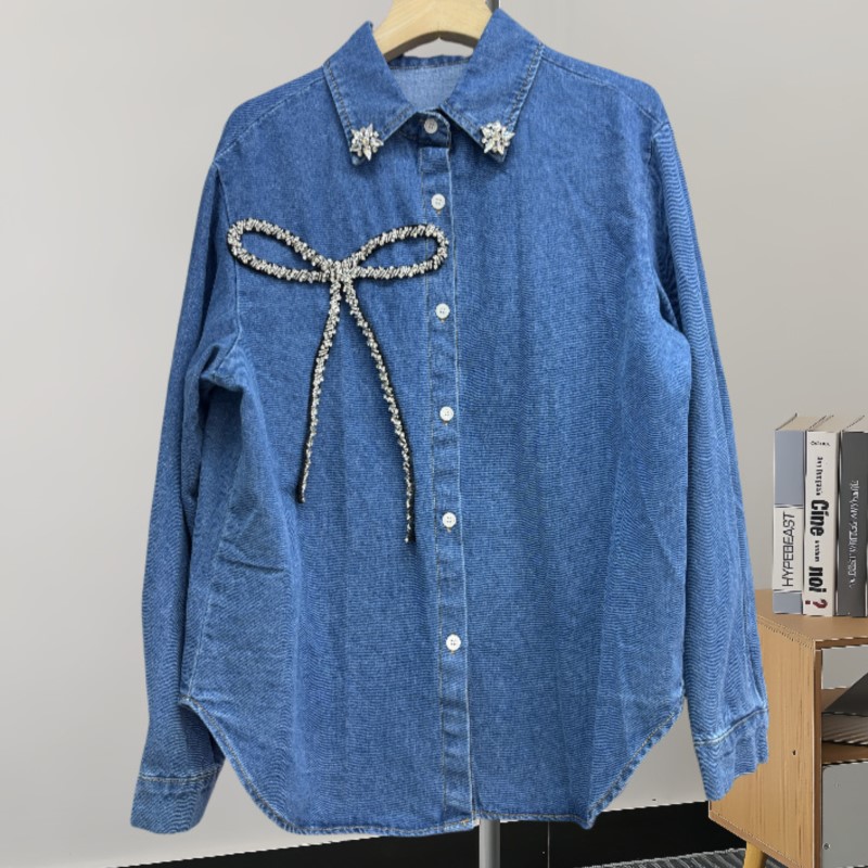 Fashion top rhinestone bow den - Women'S Fashion Denim Jacket review and price