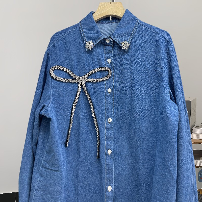 Fashion top rhinestone bow den - Women'S Fashion Denim Jacket review and price
