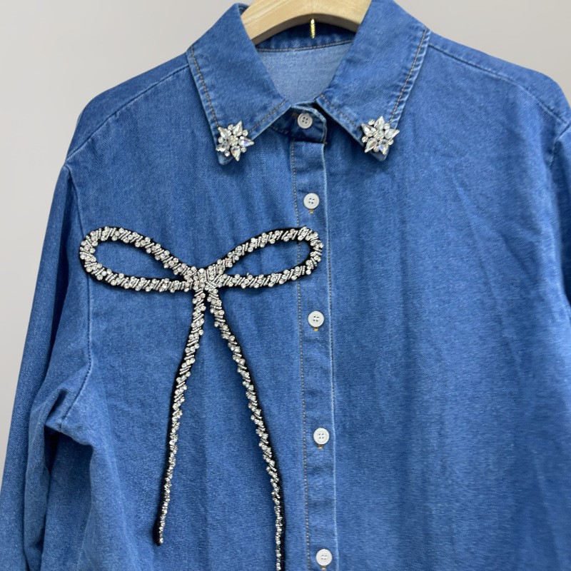 Fashion top rhinestone bow den - Women'S Fashion Denim Jacket review and price