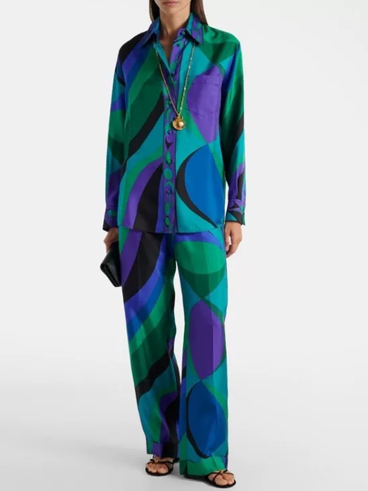 Retro geometric print lapel st - Women Fashion Usa review and price